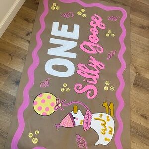 Brown and Pink 'One Silly Goose' Banner